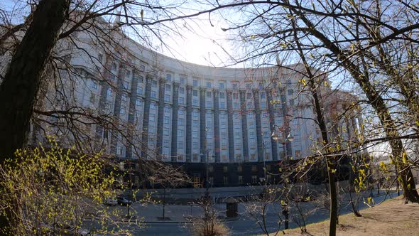 Government Building of Ukraine in Kyiv  Cabinet of Ministers Slow Motion