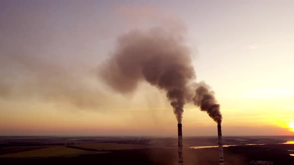 Smoke discharged by industry polluting. Air pollution and climate change theme