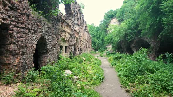 Drone Footage of Tarakaniv Fort Fortress Ruins Ukraine