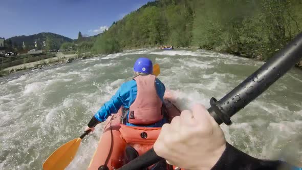 Extreme Rafting in Small Boats on Mountain River