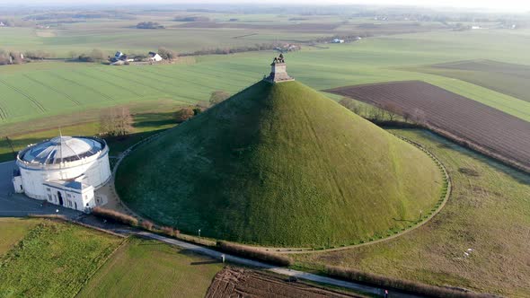 Aerial view of The Lion's Mound, Waterloo, Belgium