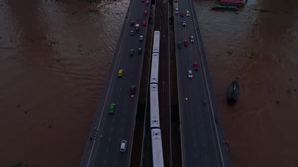 4k Aerial city view of Bangkok dowtnown, Flying over Bangkok, Thailand.