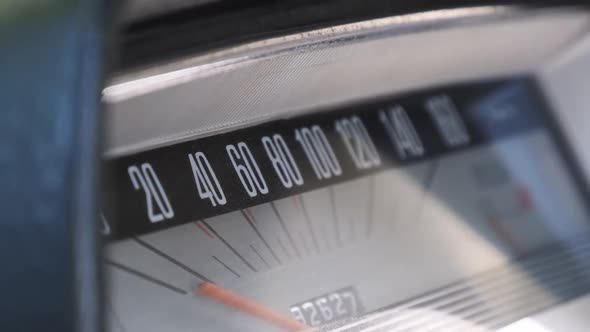 Car Retro Dashboard. Vintage Retro Speedometer and Instrument Panel of Old Car