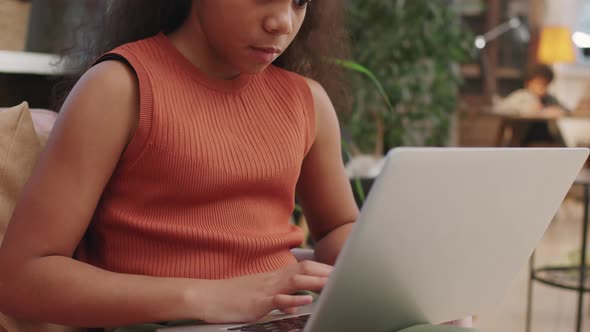 Afro Girl Studying Online