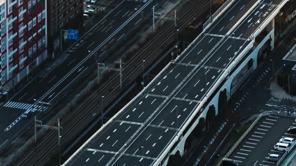 time lapse of traffic and city view at Yokohama, Japan