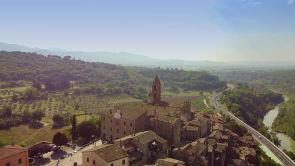 Drone Shot Over Old Beautiful Villas in Tuscany, Italy