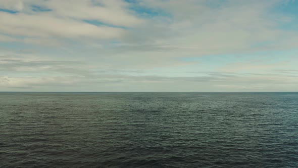 Seascape Blue Sea Sky with Clouds and Islands