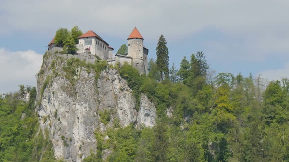 Bled Castle Hyperlapse.  High Definition Iconic Slovenia Landmark.