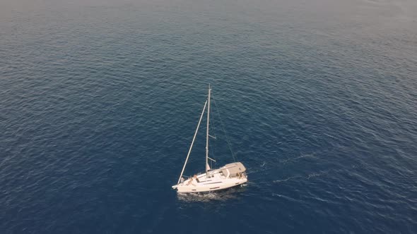 Aerial View of Yacht in Ocean