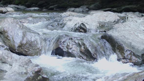 Mountain brook static shot of cascade