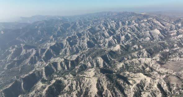 Aerial view of beautiful textures and hills in Vashlovani national park. Gorgeous place in Georgia.