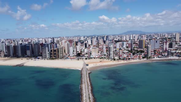 Tropical beach scenery of Fortaleza. Northeast Brazil. Ceara state.