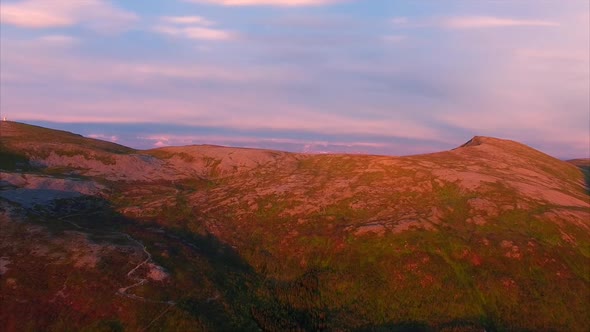 Mountains lit by midnight sun in Norway