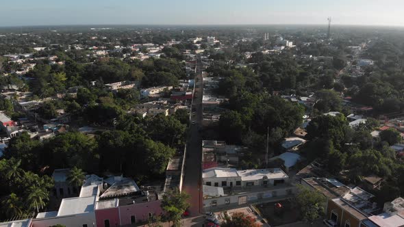 Aerial Street Shot in Small Town or Poor Suburban