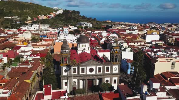 View From the Height on Cathedral and Townscape San Cristobal De La Laguna Tenerife Canary Islands