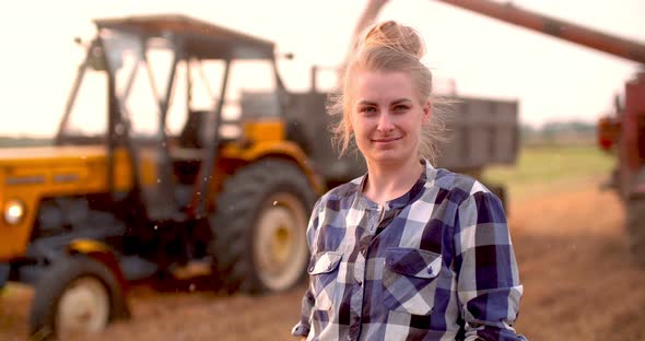 Portrait of Female Farmer with Digital Tablet at Farm
