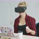 Female in Virtual Reality Headset at Laptop - VideoHive Item for Sale