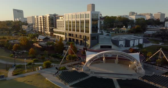 Aerial 5k Video New Cascades Park Downtown Tallahassee Fl Usa