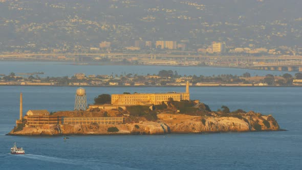 close up of alcatraz from battery spencer in san francisco