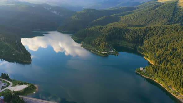 Evening Lake Aerial Panorama 16