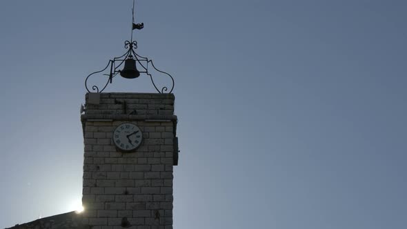 Low angle of Porte de LHorloge tower  