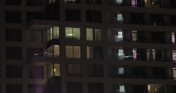 High-rise hotel building at night