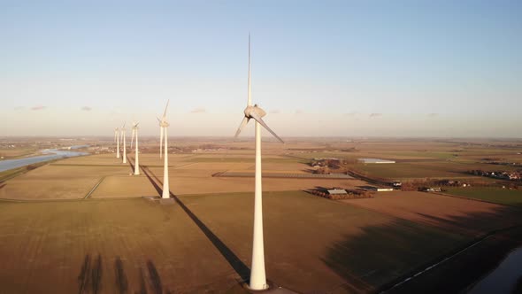 Aerial view: Wind turbine, green energy concept