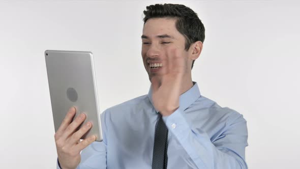 Online Video Chat Via Tablet By Businessman, Talking