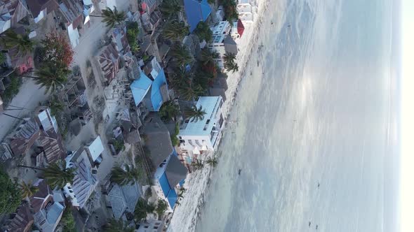 Zanzibar Tanzania  Vertical Video of the Ocean Near the Coast Slow Motion