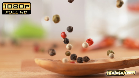 Colorful Pepper on Olive Wood Spoon