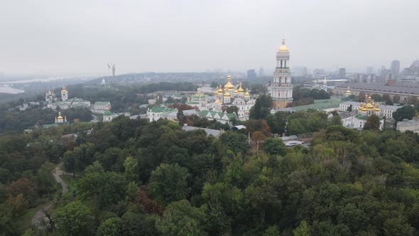 Kyiv, Ukraine Aerial View in Autumn : Kyiv-Pechersk Lavra. Kiev