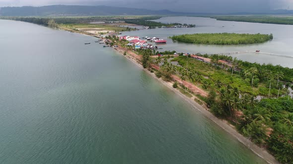 Fishing village near Sihanoukville in Cambodia seen from the sky