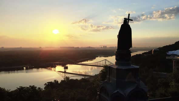 Kyiv, Ukraine : Monument To Vladimir the Great at Dawn in the Morning.