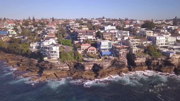 Aerial view of beachfront houses, Sydney East, Australia. Vacation travel. Travel destination. Aeria