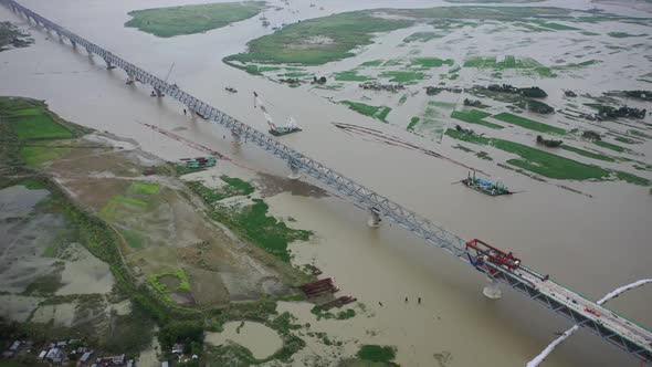 Aerial view of Padma bridge, Dhaka, Bangladesh.