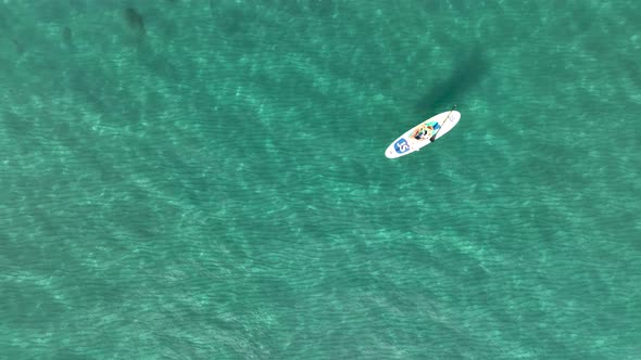 Sup surfing aerial view 4 K Turkey Alanya