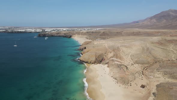 Aerial view of Playa del Pozo, Lanzarote, Canary Islands, Spain.