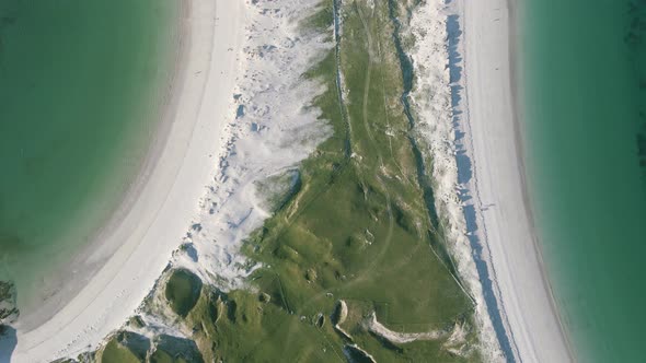 Stunning Landscape Of Dog's Bay Beach And Gurteen Beach By Green Fields ANd Fine White Sand On A Sum