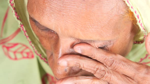 Senior Women Suffering Eye Pain Top View