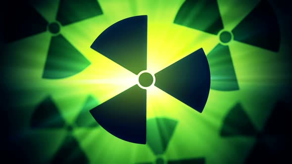 Rotating nuclear sign warning animation. Toxic preservation. Loopable. HD