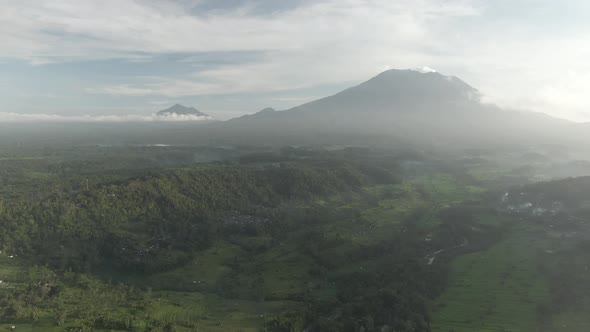 Aerial View Of Mount Agung In Sidemen, Bali, Indonesia. 