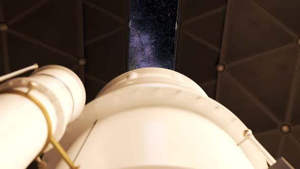 Modern telescope starts tracking the star while the dome door opens. 4KHD