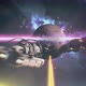 Battleship at war in cosmos. Spaceship attacks space station. Spacecraft explodes. Space battle - VideoHive Item for Sale