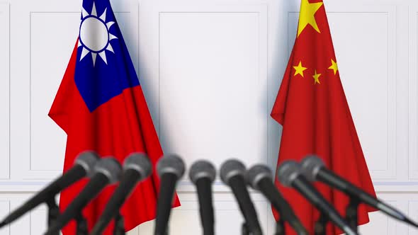 Flags of Taiwan and China at Meeting