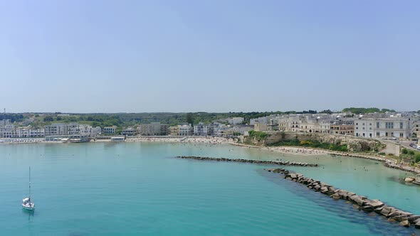 Aerial shot of the city of Otranto, Italy