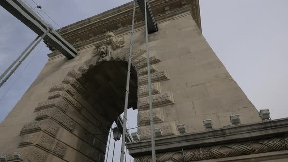 Low angle of the arcade of Chain Bridge