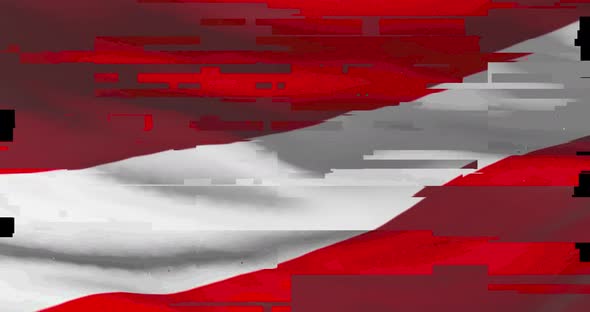 Latvian national flag with digital glitch