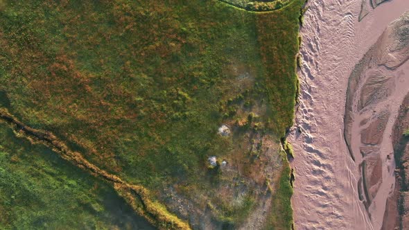 Top Aerial View of Multicolored and Variegated Landscape During Sunset