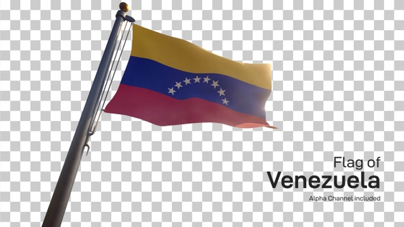 Venezuela Flag on a Flagpole with Alpha-Channel