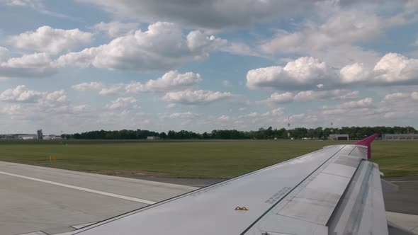 Maneuvering the Aircraft at the International Airport on the Runway. First Person View From the